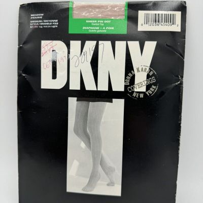 Vtg Donna Karan Coverings DKNY Meadow Prairie Pink Sheer Pin Dot M Hose USA