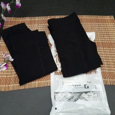 ELEGANT FIRST PRODUCTS BLACK OPAQUE PANTYHOSE TIGHTS  ~ 2 PAIR 80D