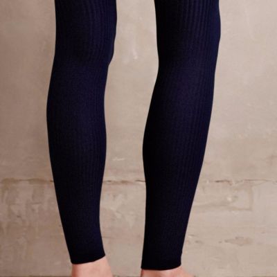 NEW ANTHROPOLOGIE Ribbed Senna Tights by TINTORETTA  FOOTLESS, S/M, Navy, Plum