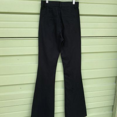 NEW ZARA Black BUTTONED FLARED TROUSERS PANTS Zip Waist 26'' Size S #7200