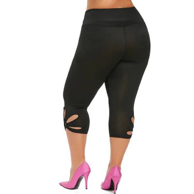 Plus Size Womens Yoga Pants Leggings 3/4 Capri Cropped Casual Sport Gym Trousers