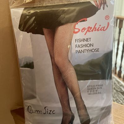 Red Fishnet Pantyhose Sophia Sexy Costume Fish Net Tights Stocking QUEEN New NIB