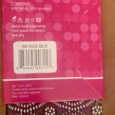 VTG 2012 SUGAR Floral Lace Tights Nylon /Spandex One Size New in Package
