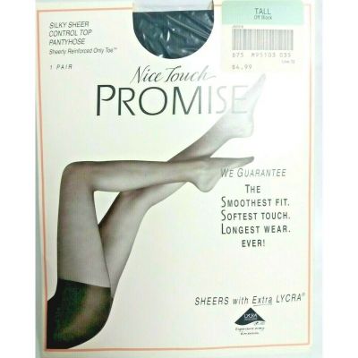 Sears Roebuck Tall Pantyhose Nice Touch Promise Silky Sheer Control Top Black