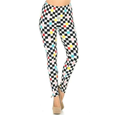 Plus Size New Mix Women's Accent Checkered Leggings