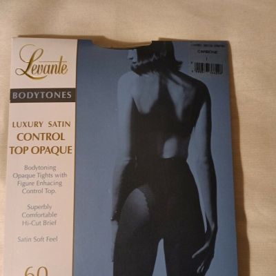Levante Bodytones Luxury Satin Control Top Opaque Tights Hi Cut Small Carbone