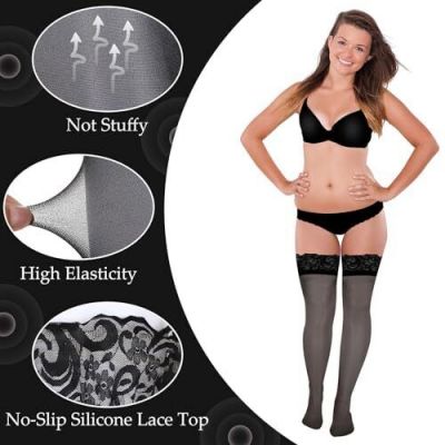 Wayyogh 4 Pairs Plus Size Thigh High Stockings Stay Up Lingerie Silicone Lace...