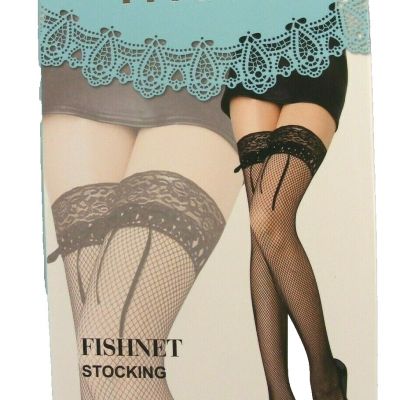MOZE Black Sexy Fishnet Stockings Lace Top Thigh High Pantyhose Bedroom  OSFA