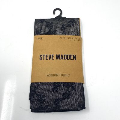 Steve Madden tights black flowered mesh fishnets Large XL goth