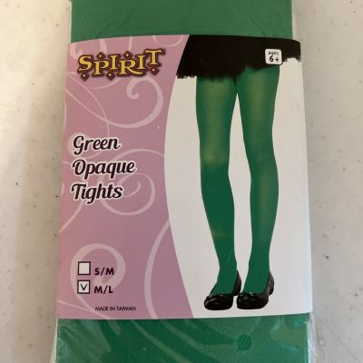 Spirit Halloween Girl's Green Opaque Tights Sz: M/L ~Brand New~