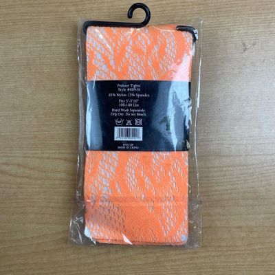 Isadora Paccini NY Orange Plus Size Fishnet Tights