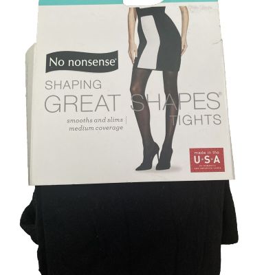 No Nonsense Black Colored Great Shapes Tights, Opaque, Size Medium, New