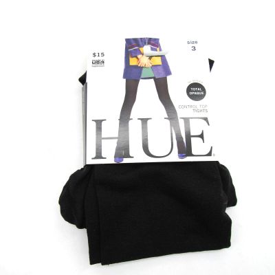 HUE Women’s Super Opaque Tights with Control Top in Black Sz 3