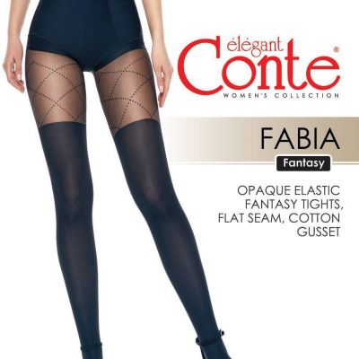 Conte Fabia 50 Den - Fantasy Opaque Women's Tights with imitate stockings & geom