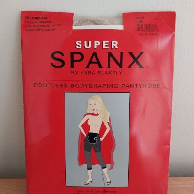 Super SPANX By Sara Blakely Size D Nude Footless Body Shaping Pantyhose NWT
