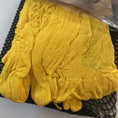 Vintage YOFFI Fishnet Stockings yellow black Pantyhose Tights 1980s