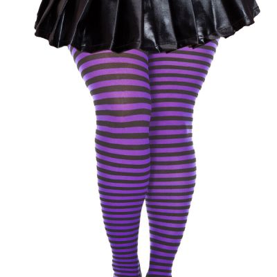 Plus Size Striped Opaque Tights (20100Q-BPR)