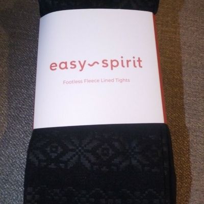 NEW Women's Easy Spirit Footless Fleece Lined Tights (2 Pairs) Black S/M
