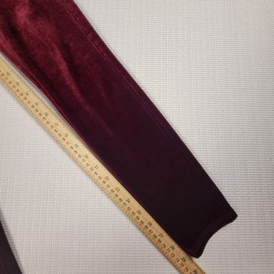 SPANX Shiny Velvet High Waisted LEGGINGS-Rich Burgundy Size Large