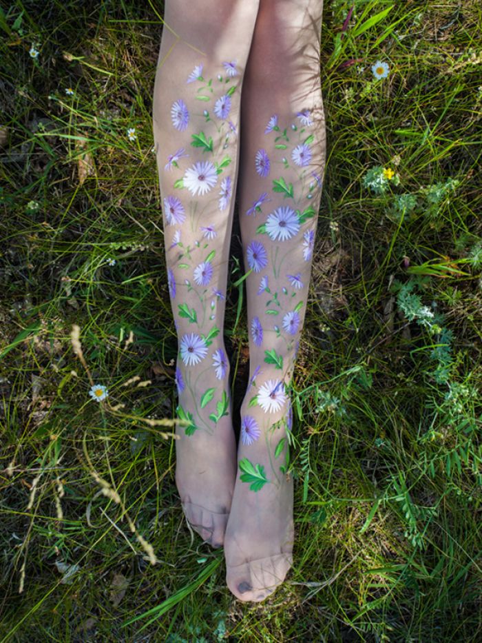 Virivee Purple-flower-tights  Hosiery Collection 2017 | Pantyhose Library