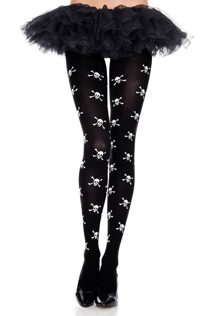 Music Legs Multiple-skull-print-pantyhose  Thigh Hi 2018 | Pantyhose Library