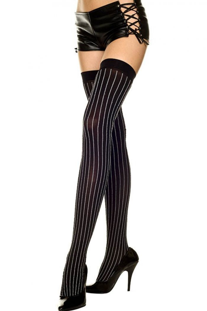 Music Legs Pin-striped-opaque-thigh-hi  Thigh Hi 2018 | Pantyhose Library