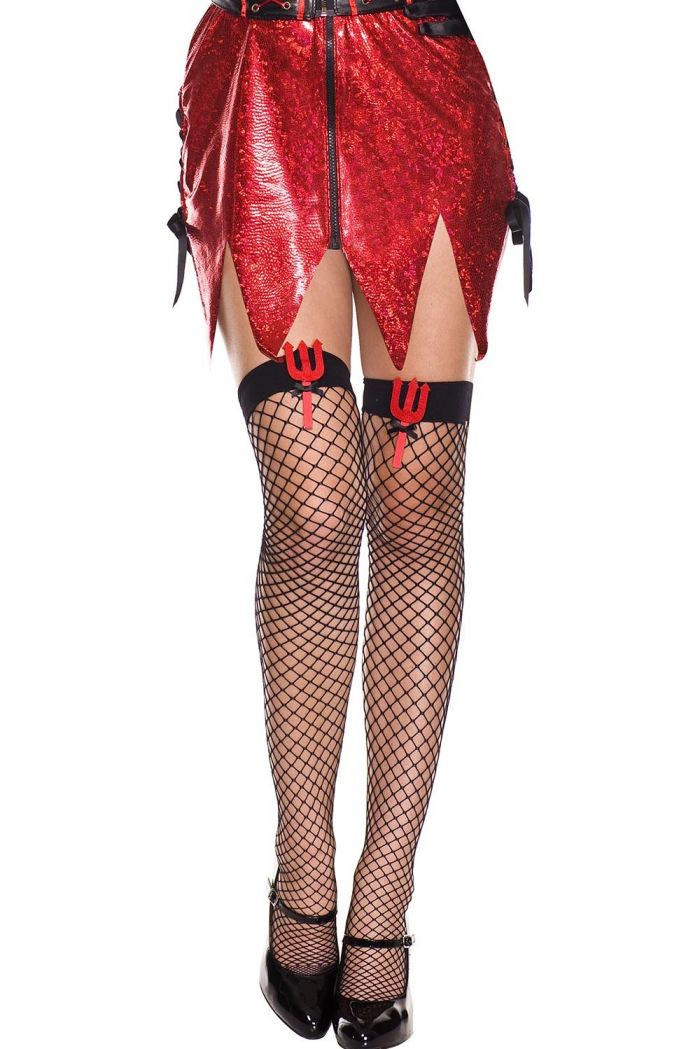 Music Legs Pitchfork-applique-spandex-mini-diamond-net-thigh-hi  Thigh Hi 2018 | Pantyhose Library