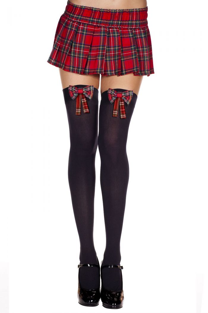 Music Legs Plaid-bow-thigh-hi  Thigh Hi 2018 | Pantyhose Library