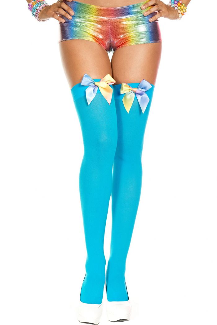 Music Legs Rainbow-satin-bow-opaque-thigh-hi  Thigh Hi 2018 | Pantyhose Library