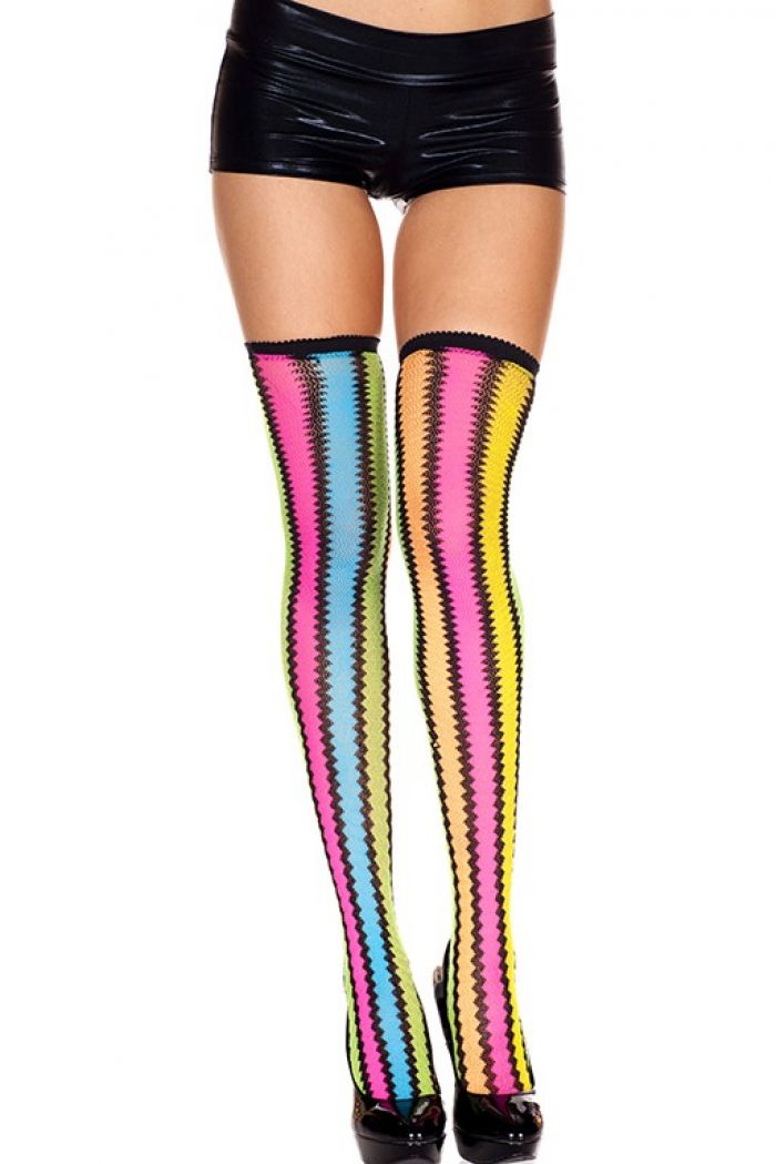 Music Legs Rainbow-spandex-mesh-thigh-hi  Thigh Hi 2018 | Pantyhose Library