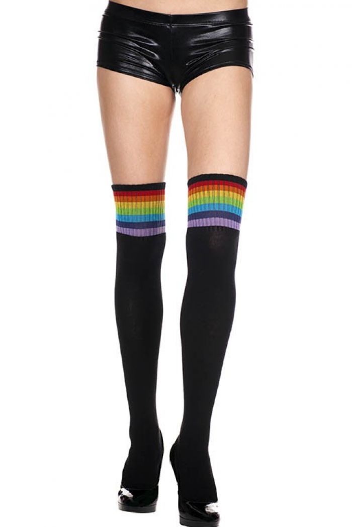 Music Legs Rainbow-stripe-acrylic-thigh-hi  Thigh Hi 2018 | Pantyhose Library