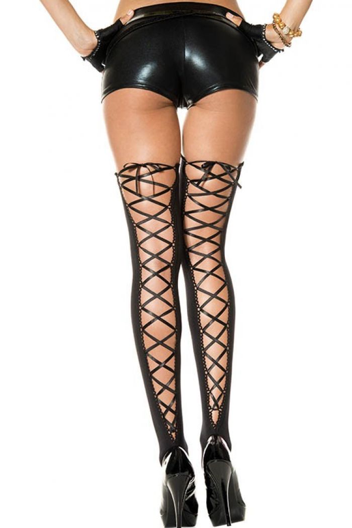 Music Legs Ribbon-lacing-opaque-stockings  Thigh Hi 2018 | Pantyhose Library