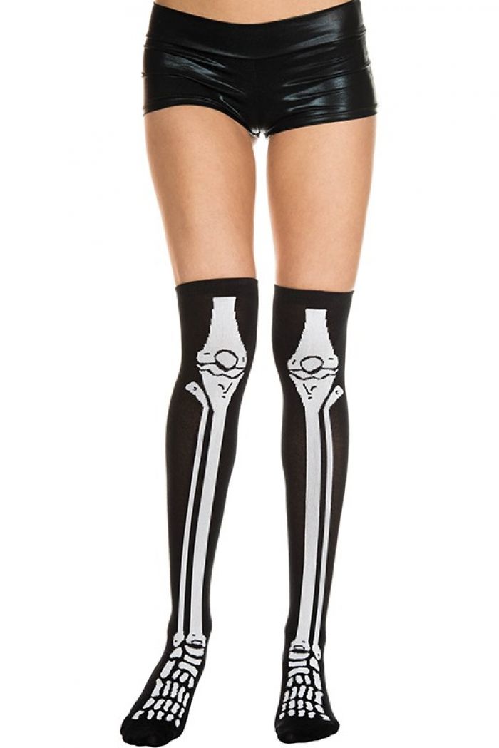 Music Legs Skeleton-print-acrylic-thigh-hi  Thigh Hi 2018 | Pantyhose Library