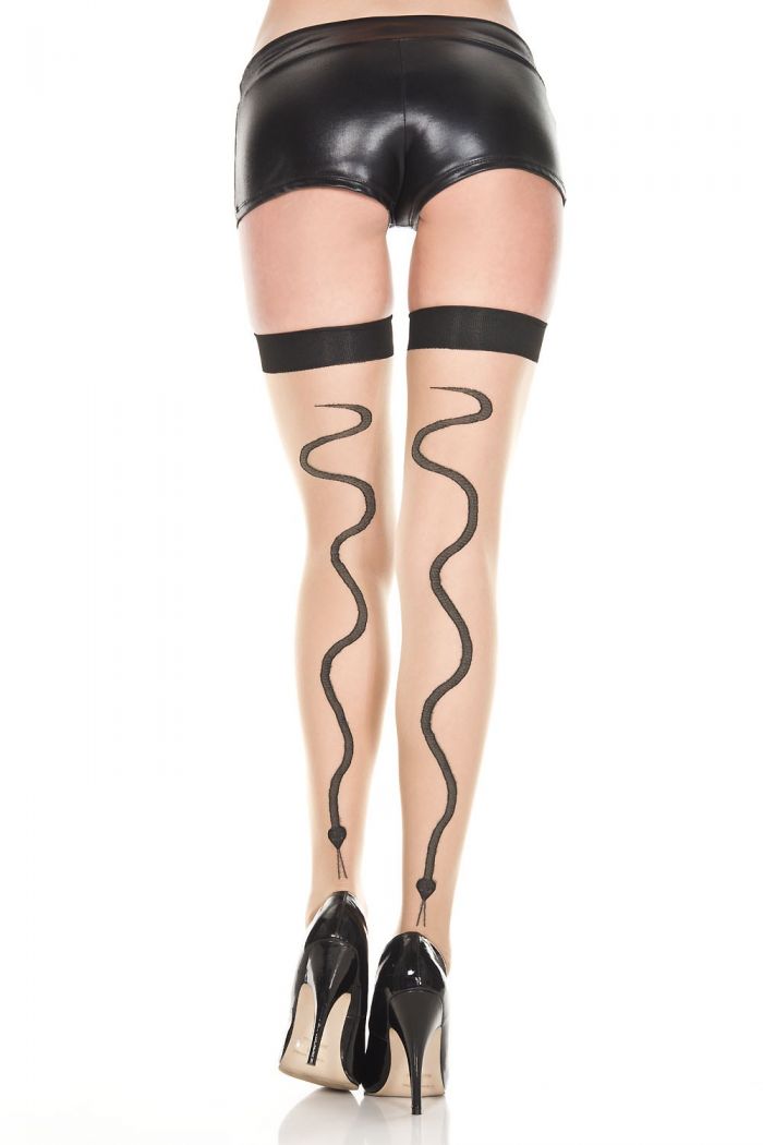 Music Legs Snake-print-backseam-thigh-hi  Thigh Hi 2018 | Pantyhose Library