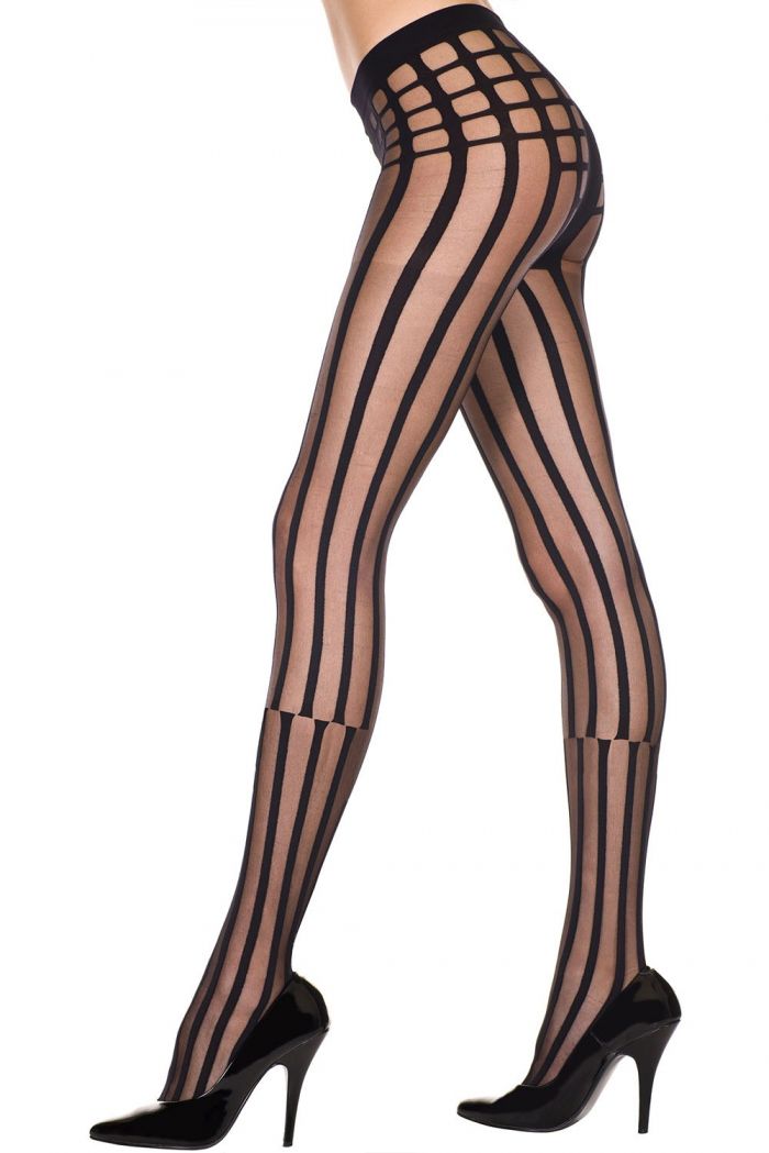 Music Legs Striped-with-checkered-waist-spandex-pantyhose  Pantyhose Collection 2018 | Pantyhose Library