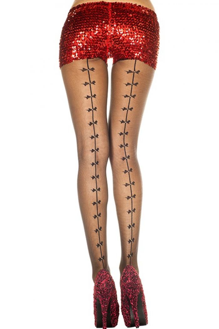 Music Legs Faux-bow-backseam-rhinestones-spandex-pantyhose  Pantyhose Collection 2018 | Pantyhose Library