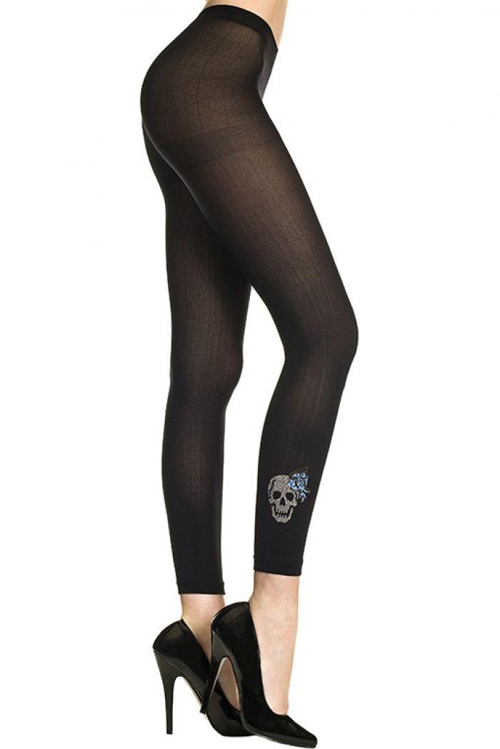 Music Legs Glitter-skull-print-opaque-spandex-leggings  Pantyhose Collection 2018 | Pantyhose Library