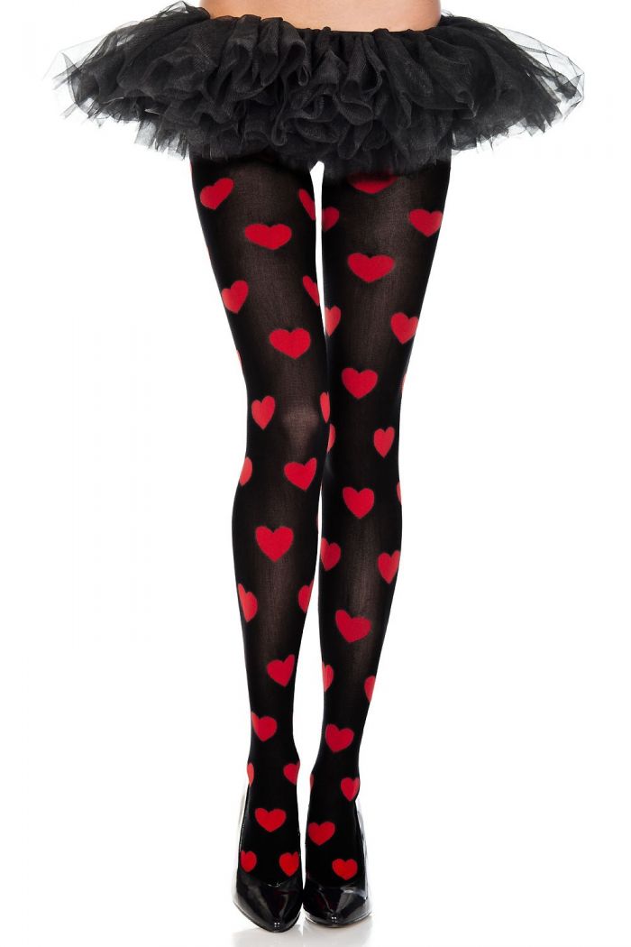 Music Legs Heart-print-spandex-opaque-pantyhose  Pantyhose Collection 2018 | Pantyhose Library