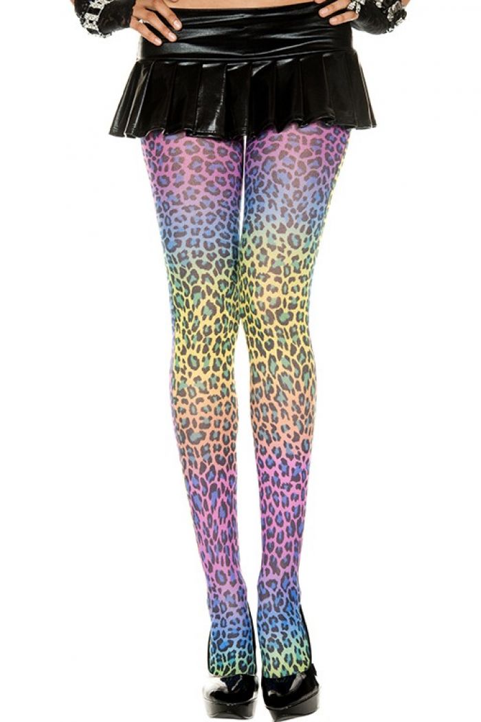 Music Legs Rainbow-leopard-print-opaque-pantyhose  Pantyhose Collection 2018 | Pantyhose Library