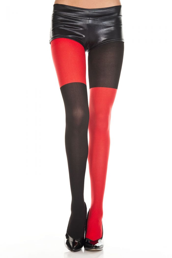 Music Legs Red-and-black-mismatch-pantyhose  Pantyhose Collection 2018 | Pantyhose Library