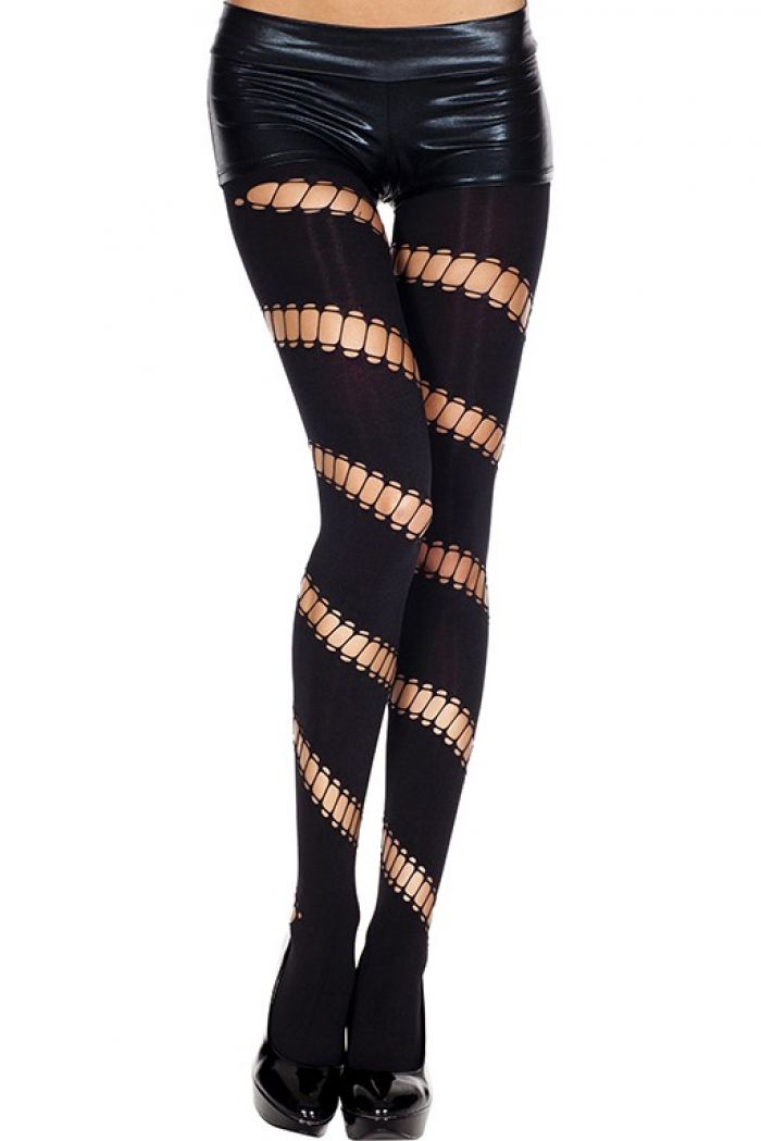 Music Legs Spandex-opaque-pantyhose-with-diagonal-oval-striped-design  Pantyhose Collection 2018 | Pantyhose Library