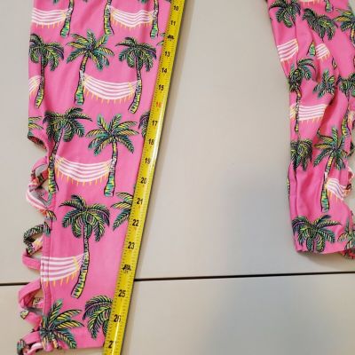 Simply Southern Womens Cutout Leggings Plus Size L - XXL Pink Palm Trees