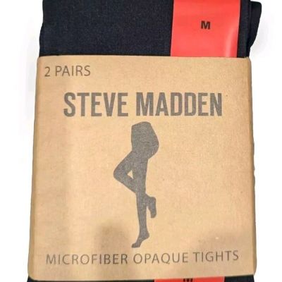 Steve Madden Women's M Microfiber Opaque Tights 2 Pairs