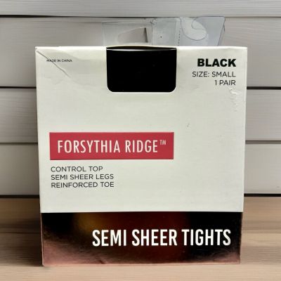 Forsythia Ridge Women's Black Semi-Sheer Control Top Tights Sz: S 90-140lbs. NIP