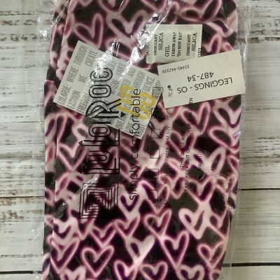 NWT LuLaRoe OS One Size Leggings - Black With Pink Electric Hearts