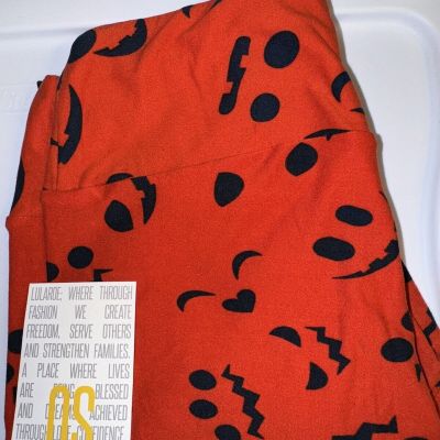 NEW LuLaRoe OS (2-10) Orange Black Jack O Lantern Pumpkin Halloween Leggings