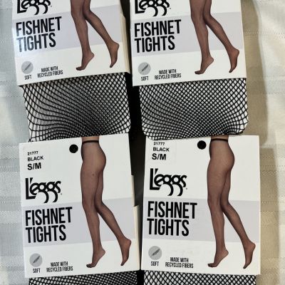 4Pair Leggs Fishnet Tights Black S/M Soft 21777