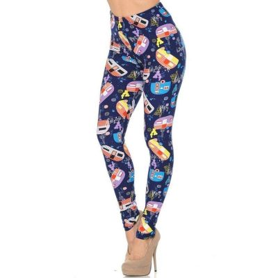 Plus Size Buttery soft Colorful Blue Camper Womens Leggings