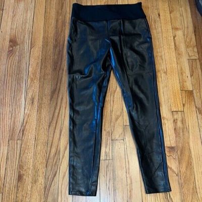 ASSETS BY SPANX Women’s Black Faux Leather High Waist Shaping Leggings Size XL