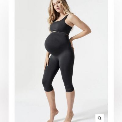 Blanqi Everyday Maternity Belly Support Crop Leggings In Black SZ S EUC